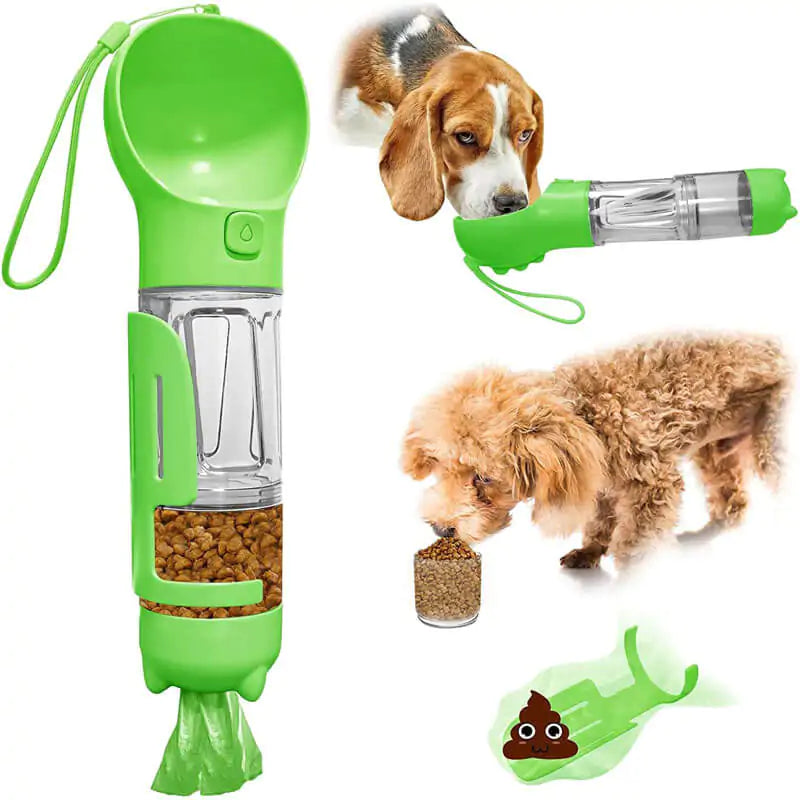 On-the-Go Pet Water Bottle/Feeder/Waste Bag Dispenser